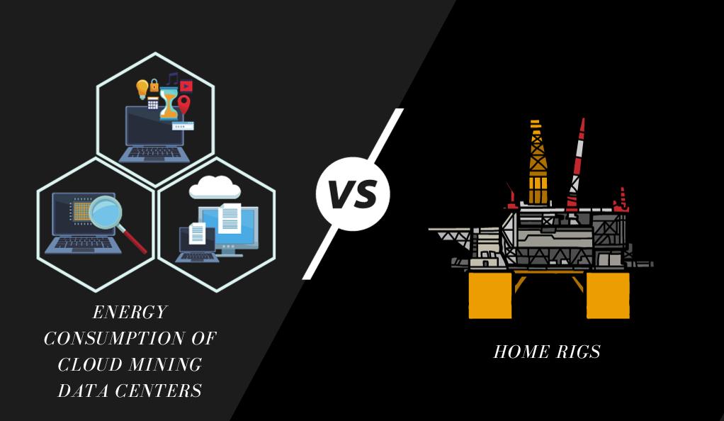 Energy Consumption of Cloud Mining Data Centers vs. Home Rigs